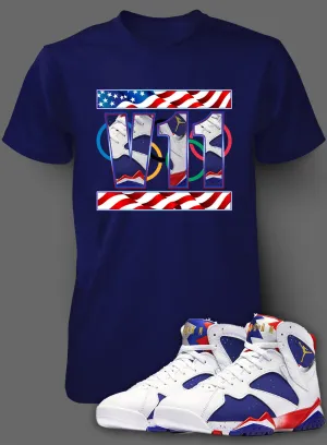 Graphic T Shirt To Match Retro Air Jordan 7 Olympic Shoe