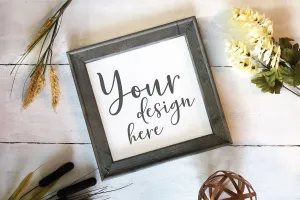 Gray Frame Wood Sign Mockup