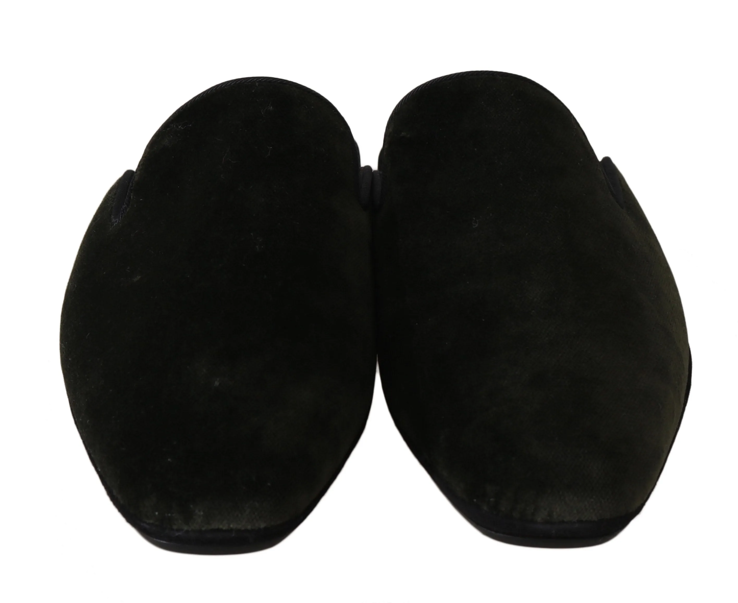 Green Velvet Suede Slides Slippers