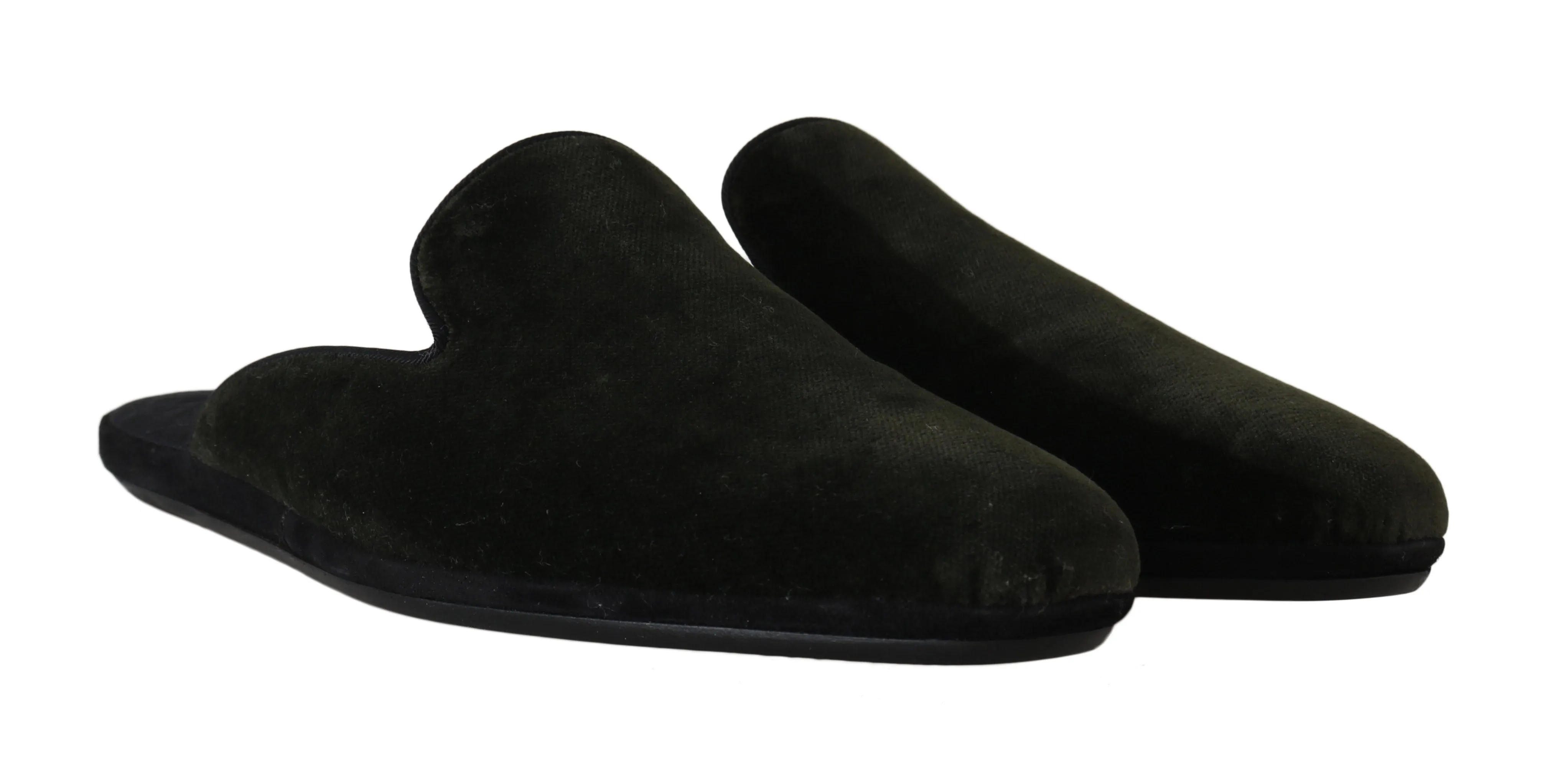 Green Velvet Suede Slides Slippers