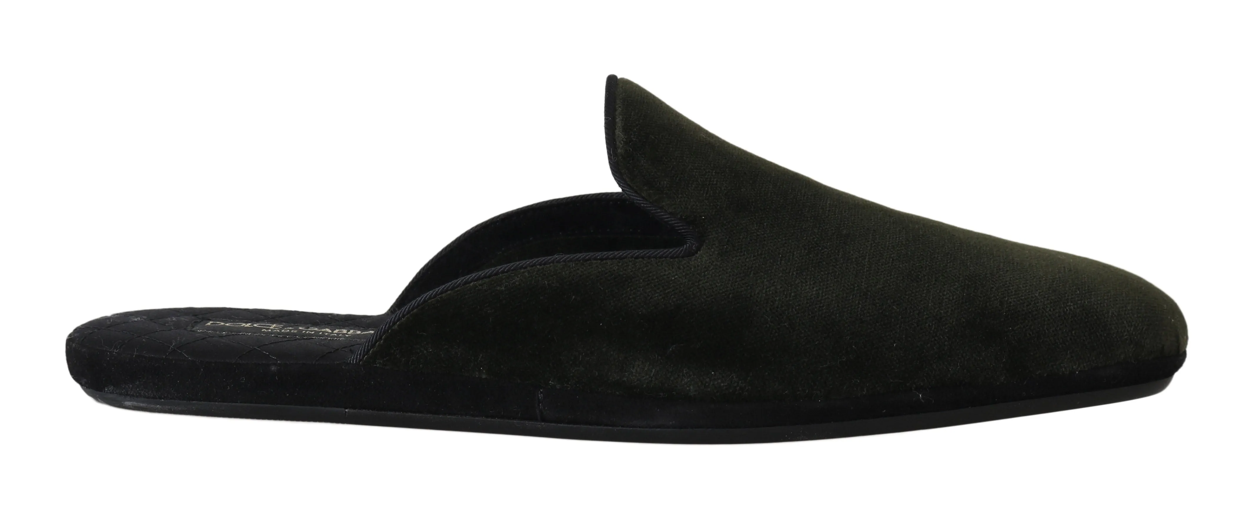 Green Velvet Suede Slides Slippers