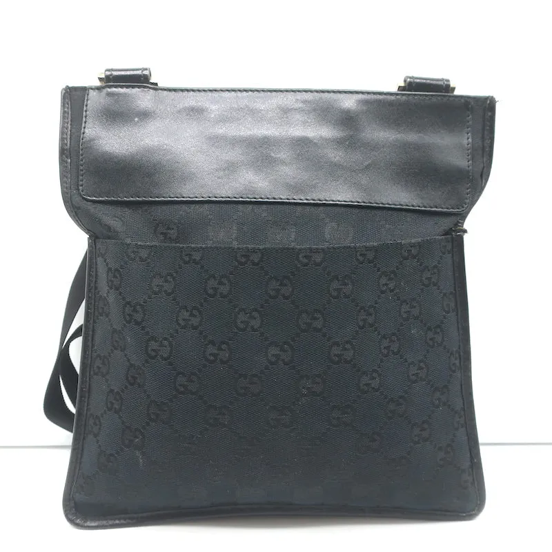 Gucci GG Monogram Canvas Flat Crossbody Bag Black
