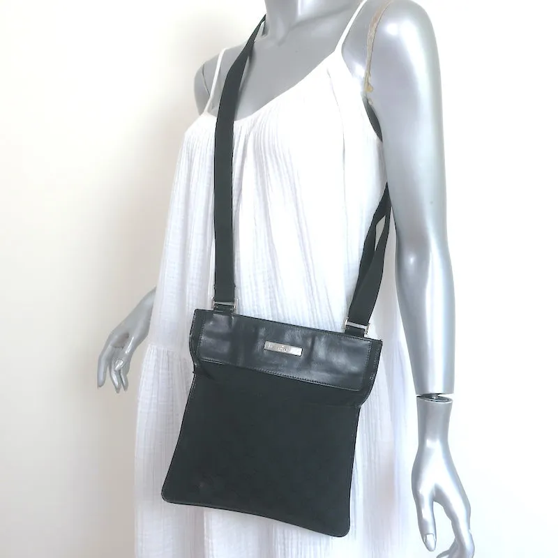 Gucci GG Monogram Canvas Flat Crossbody Bag Black