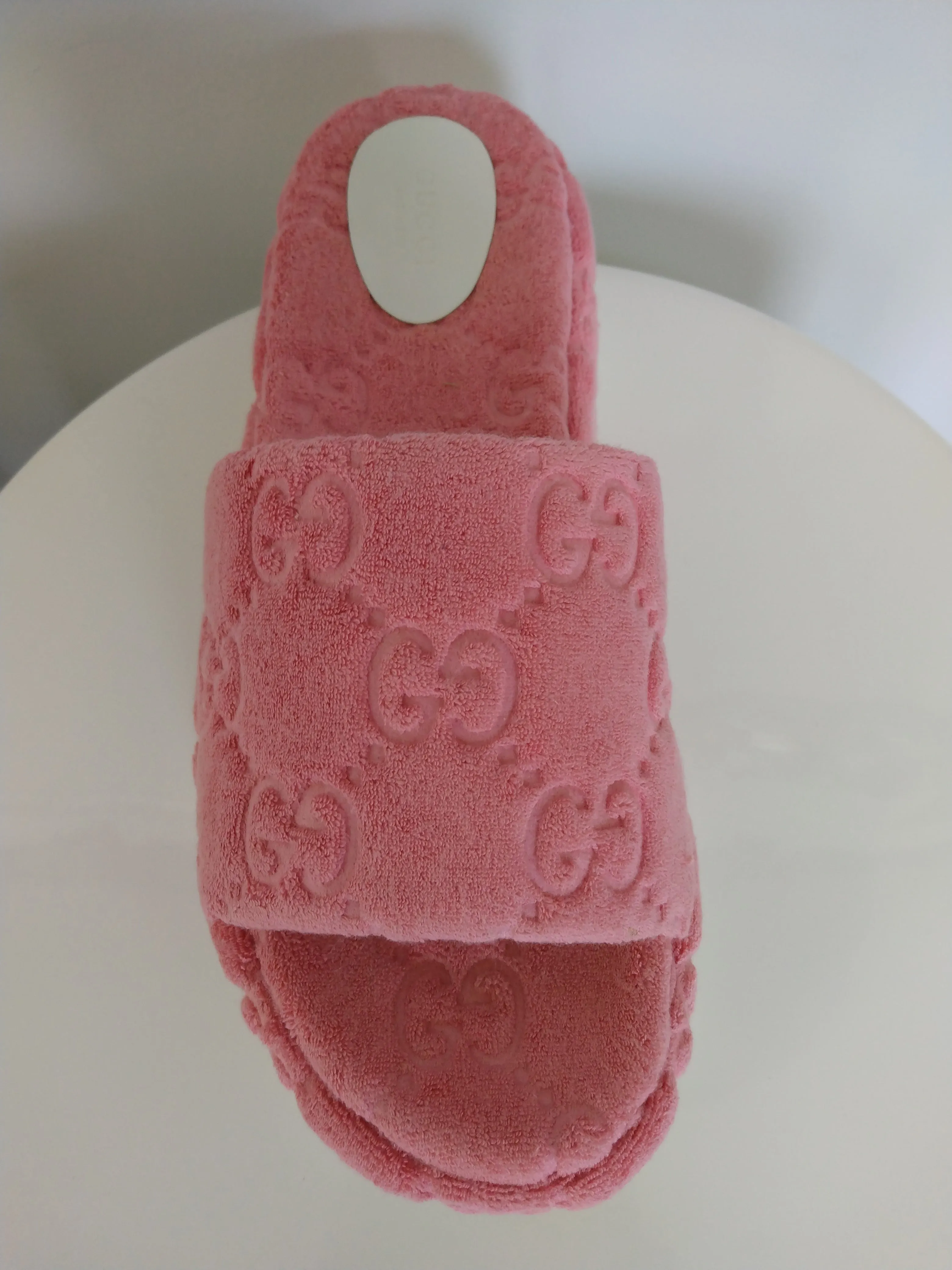Gucci Wild Rose Fabric GG Platform Slide Sandals