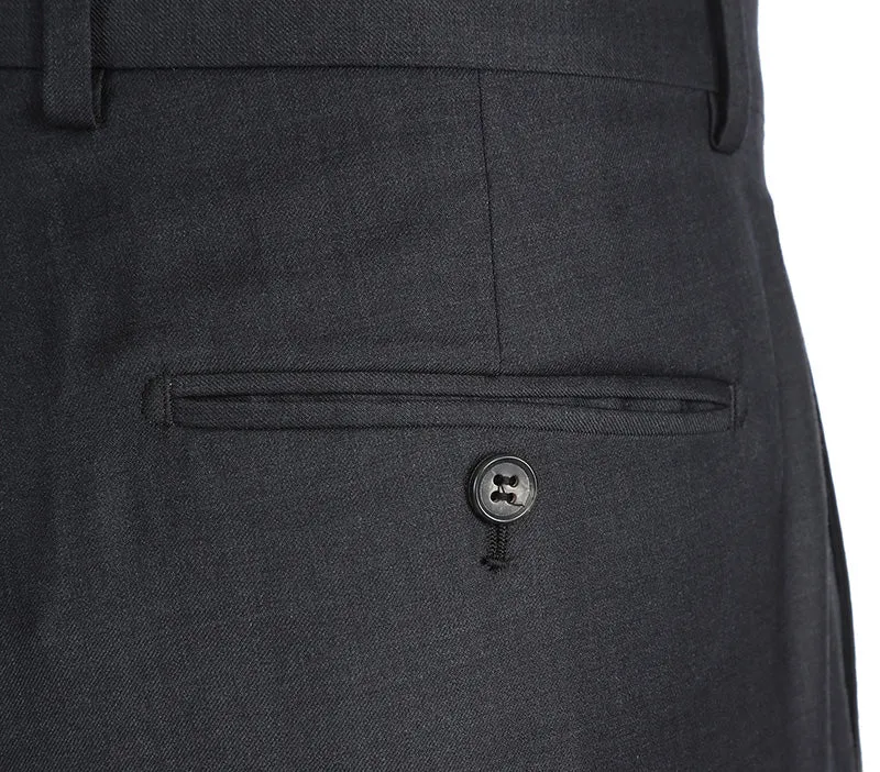 Half Canvas Wool Dress Suit Modern Fit 2 Piece in Charcoal
