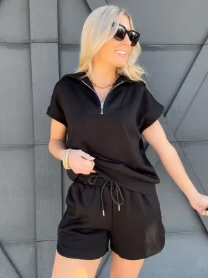 Half Zip Scuba Set In Black