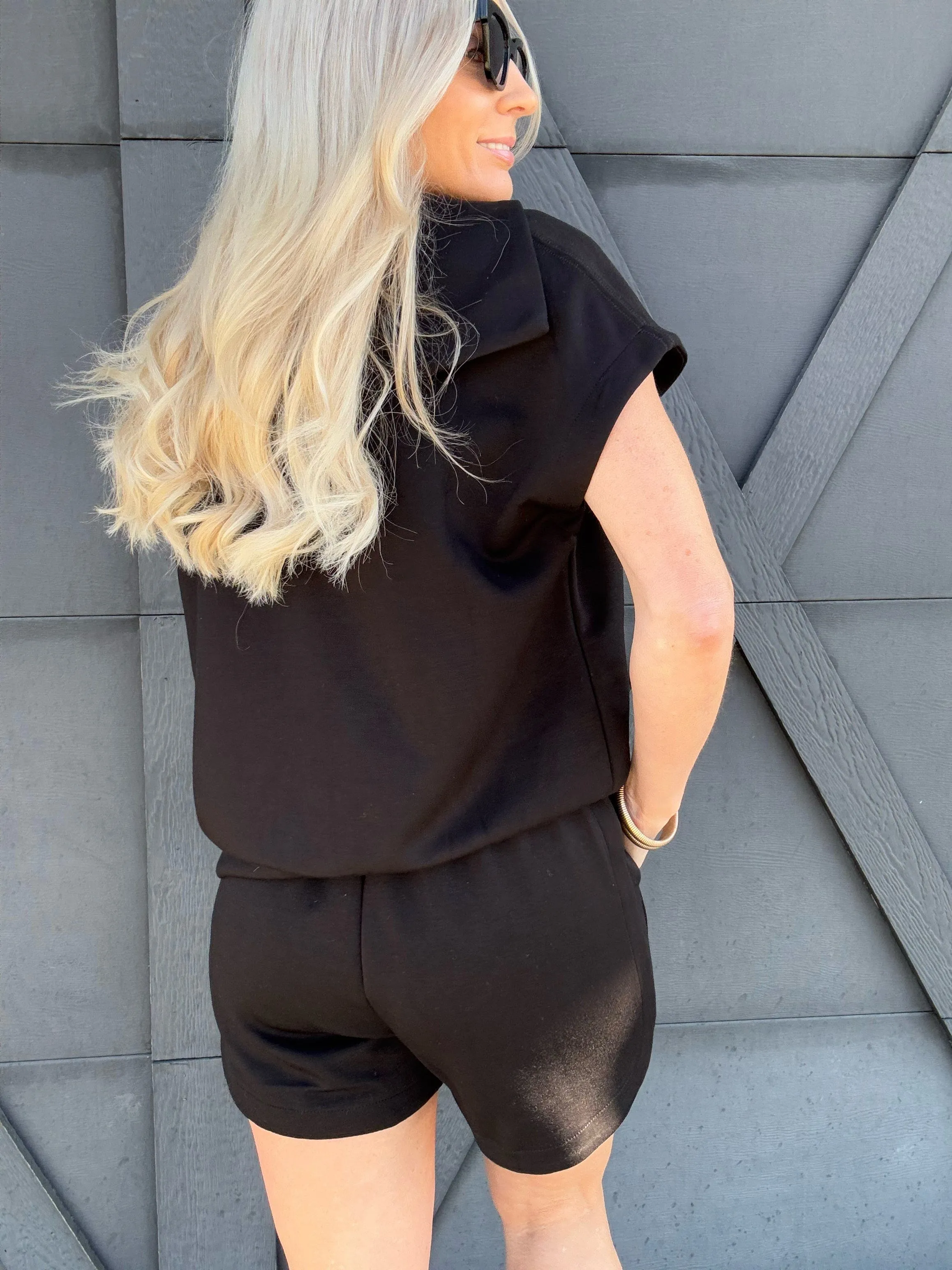 Half Zip Scuba Set In Black