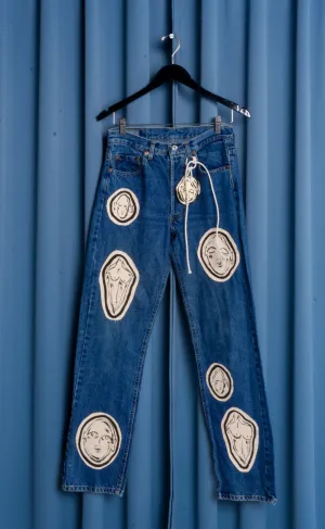 Hand Painted 'AOY' Patch Jeans - 26 Waist