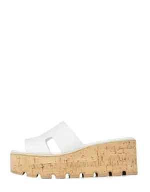 Hermes NEW White Calfskin Cork Eze 30 Platform H Sandals sz 37