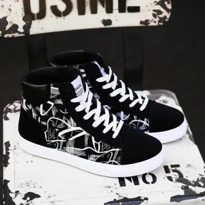 High Top Canvas Shoes - Fashion Platform Sneakers for Men, Casual Vulcanized Shoes for Spring and Winter, Student Tenis Masculino