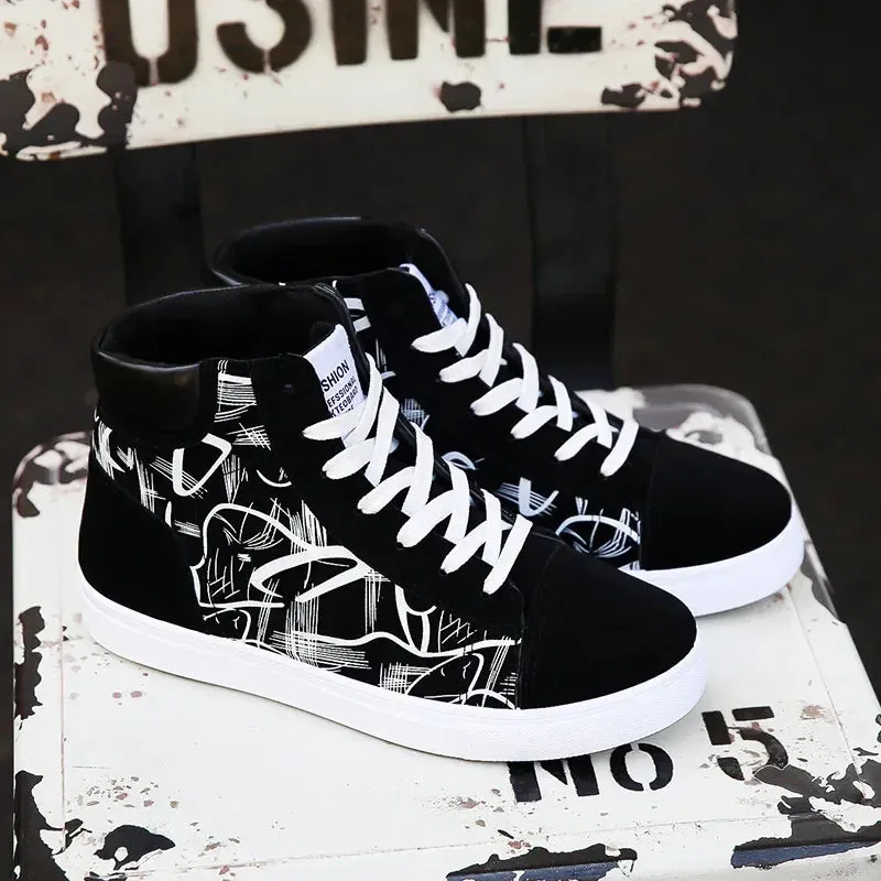 High Top Canvas Shoes - Fashion Platform Sneakers for Men, Casual Vulcanized Shoes for Spring and Winter, Student Tenis Masculino