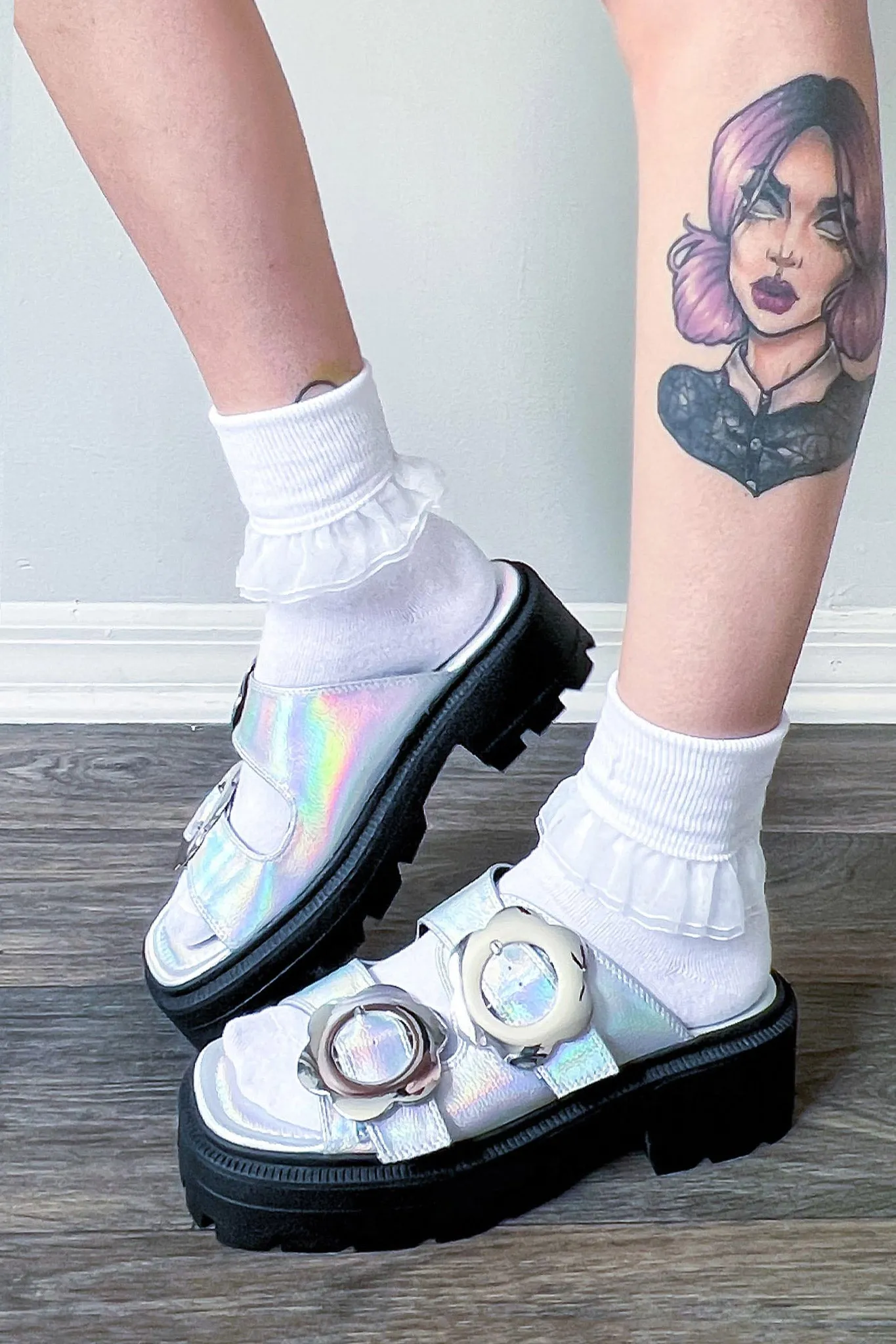Holo Flower Power Chunky Sandals