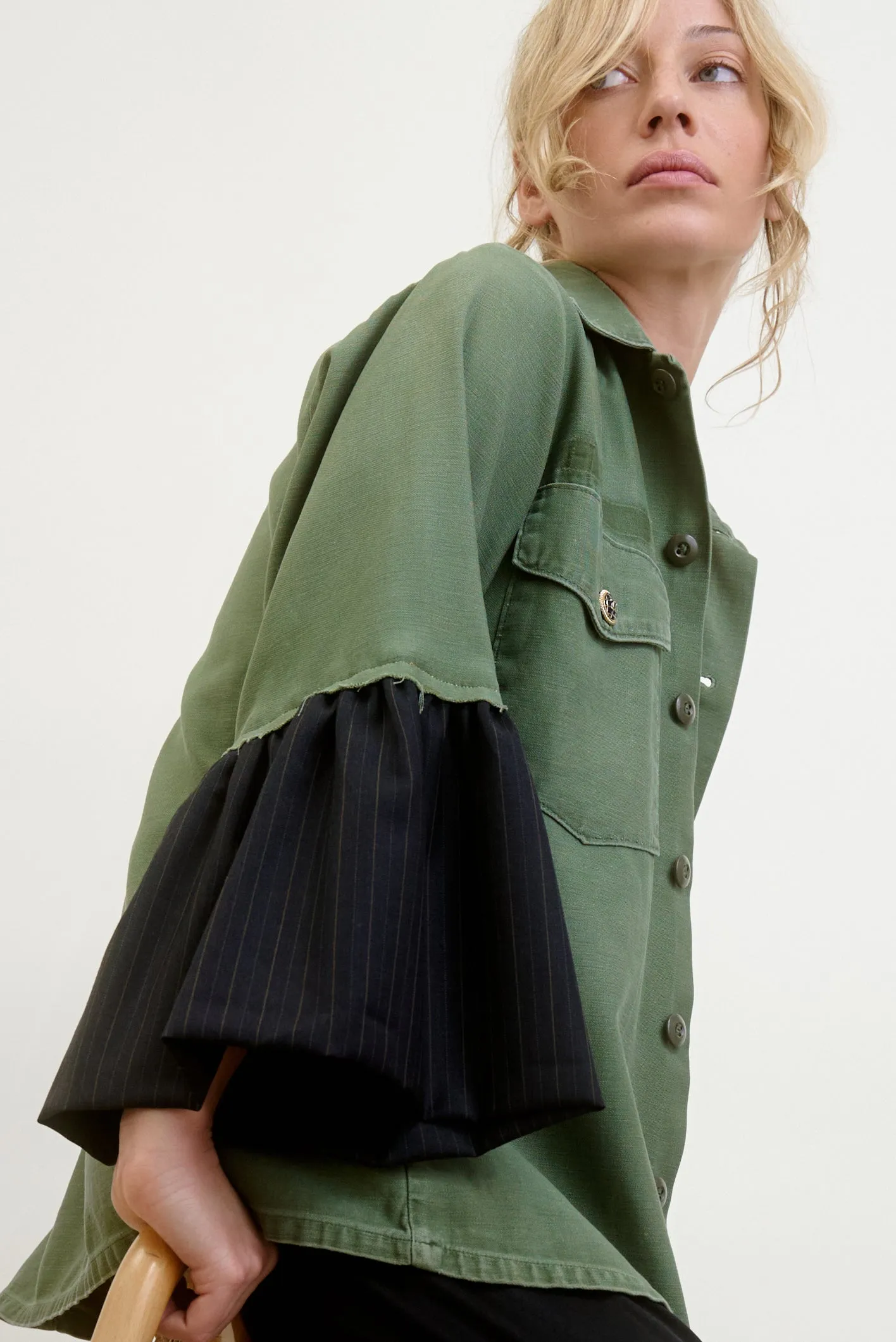 HOOPER | suiting stripe ruffle cuff