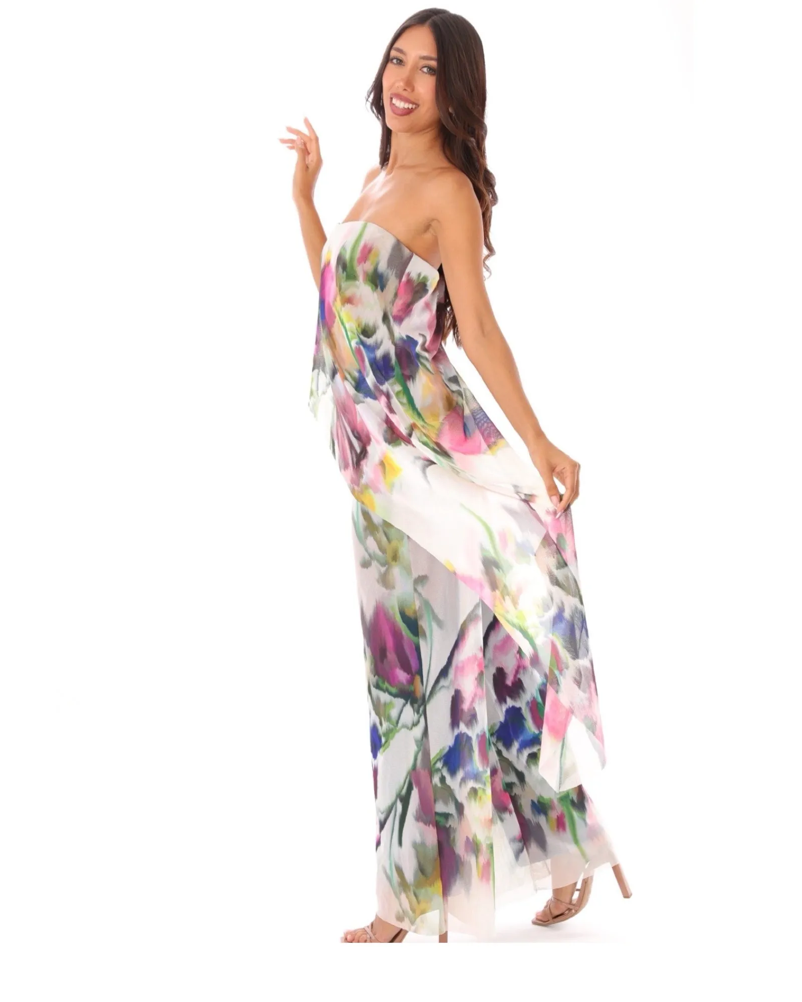 IRIS Strapless Jumpsuit With Overlay
