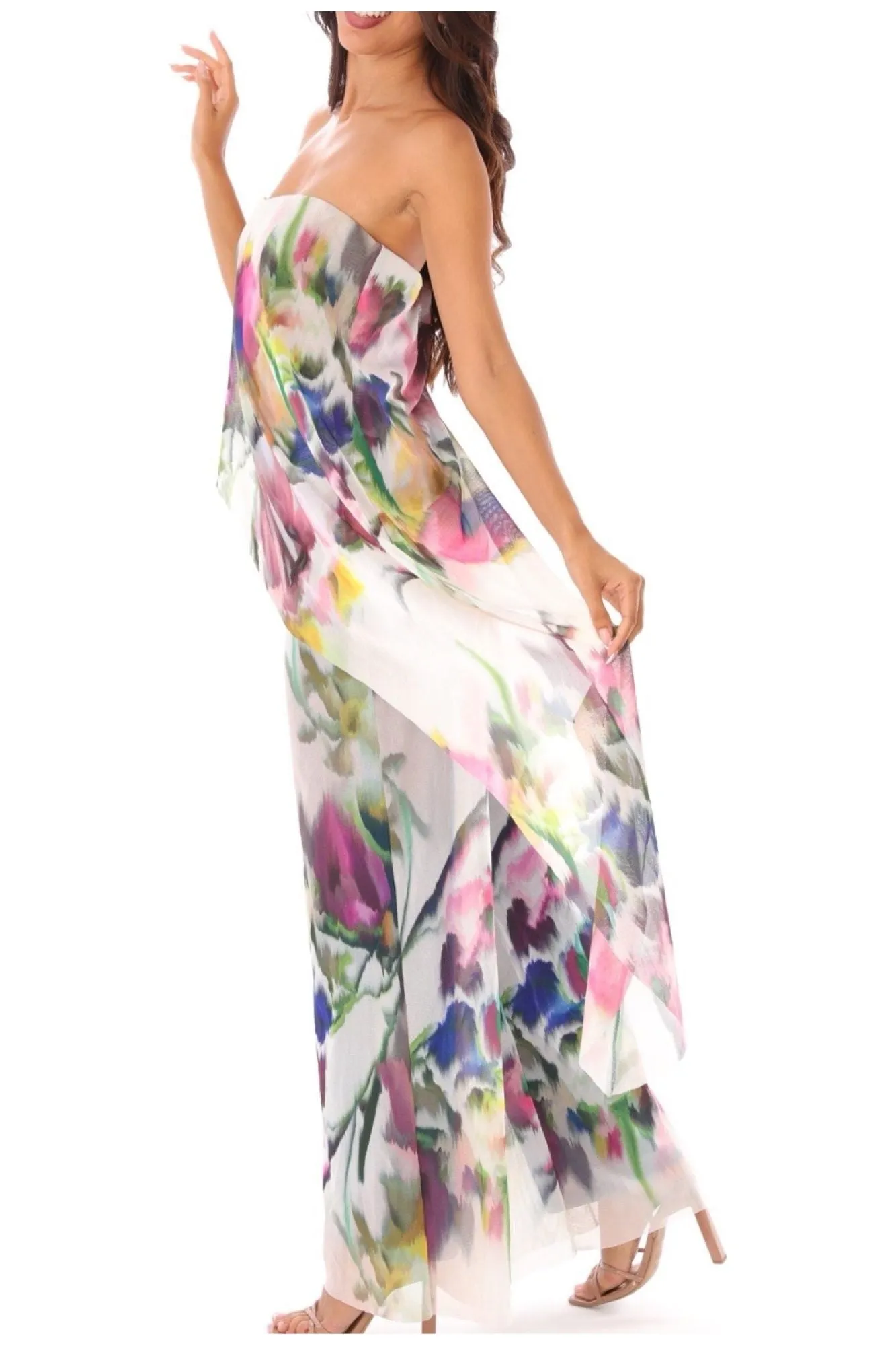 IRIS Strapless Jumpsuit With Overlay
