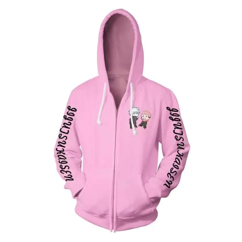 Jujutsu Kaisen Yuuji & Satoru Cosplay Pink Hoodie