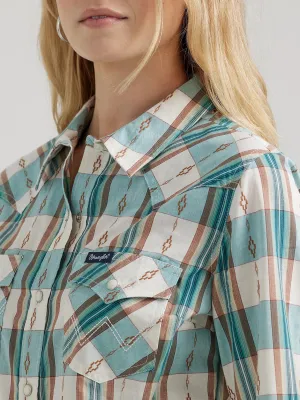 LADIES BLUE/WHITE AMERICANA WRANGLER RETRO SHIRT