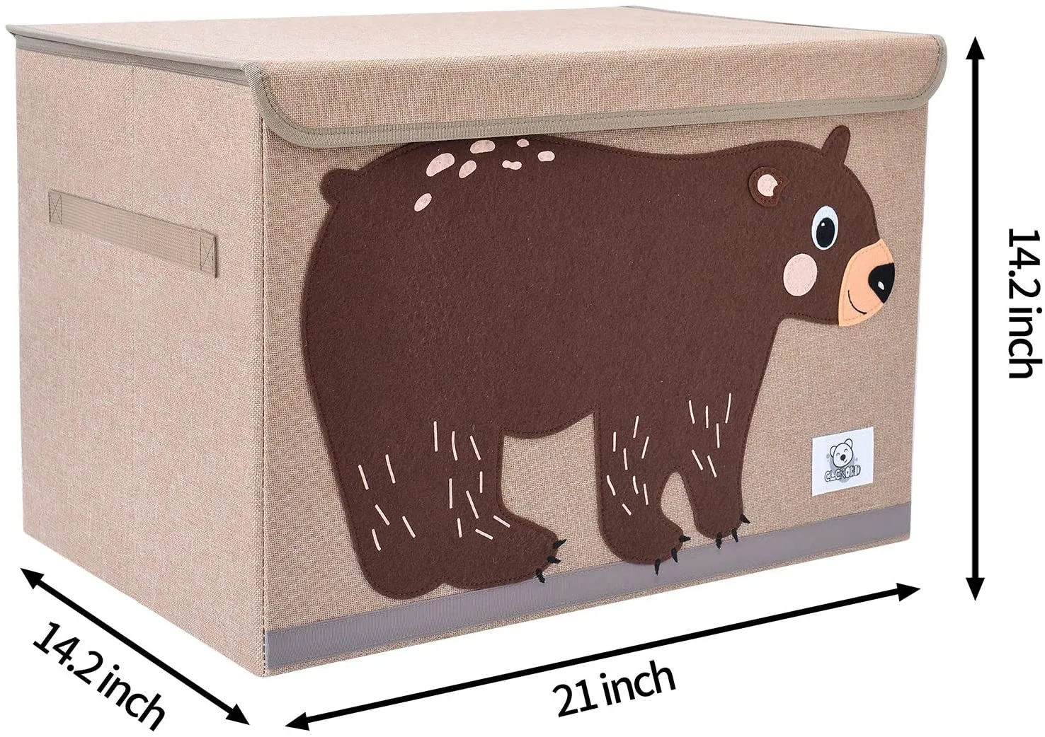 Large Collapsible Montessori Kids Toy Box with Flip Lid | Sturdy Canvas | 10 Animal Designs | 3D Applique