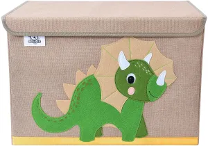 Large Collapsible Montessori Kids Toy Box with Flip Lid | Sturdy Canvas | 10 Animal Designs | 3D Applique