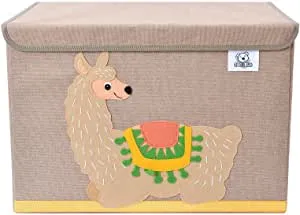 Large Collapsible Montessori Kids Toy Box with Flip Lid | Sturdy Canvas | 10 Animal Designs | 3D Applique