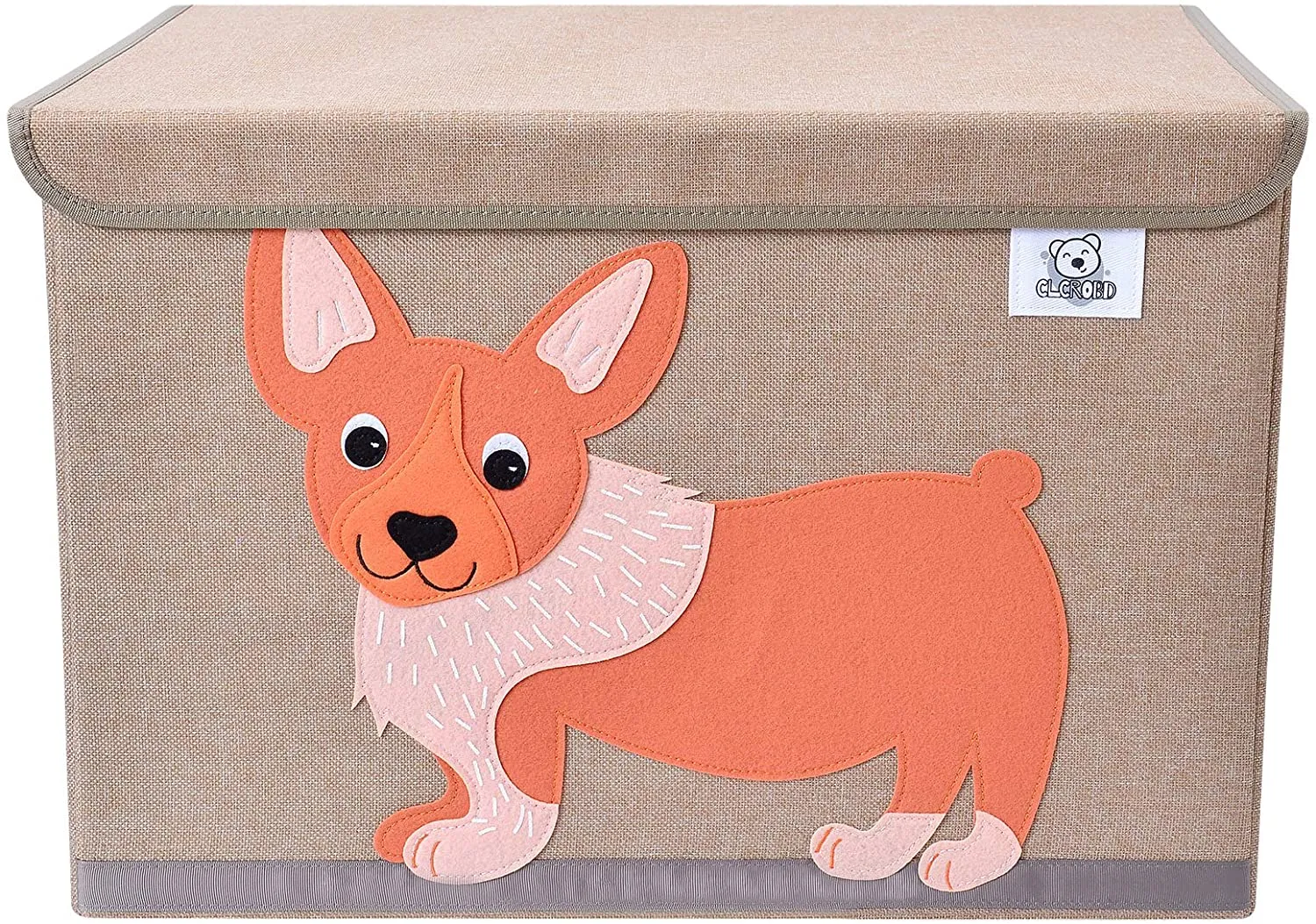 Large Collapsible Montessori Kids Toy Box with Flip Lid | Sturdy Canvas | 10 Animal Designs | 3D Applique