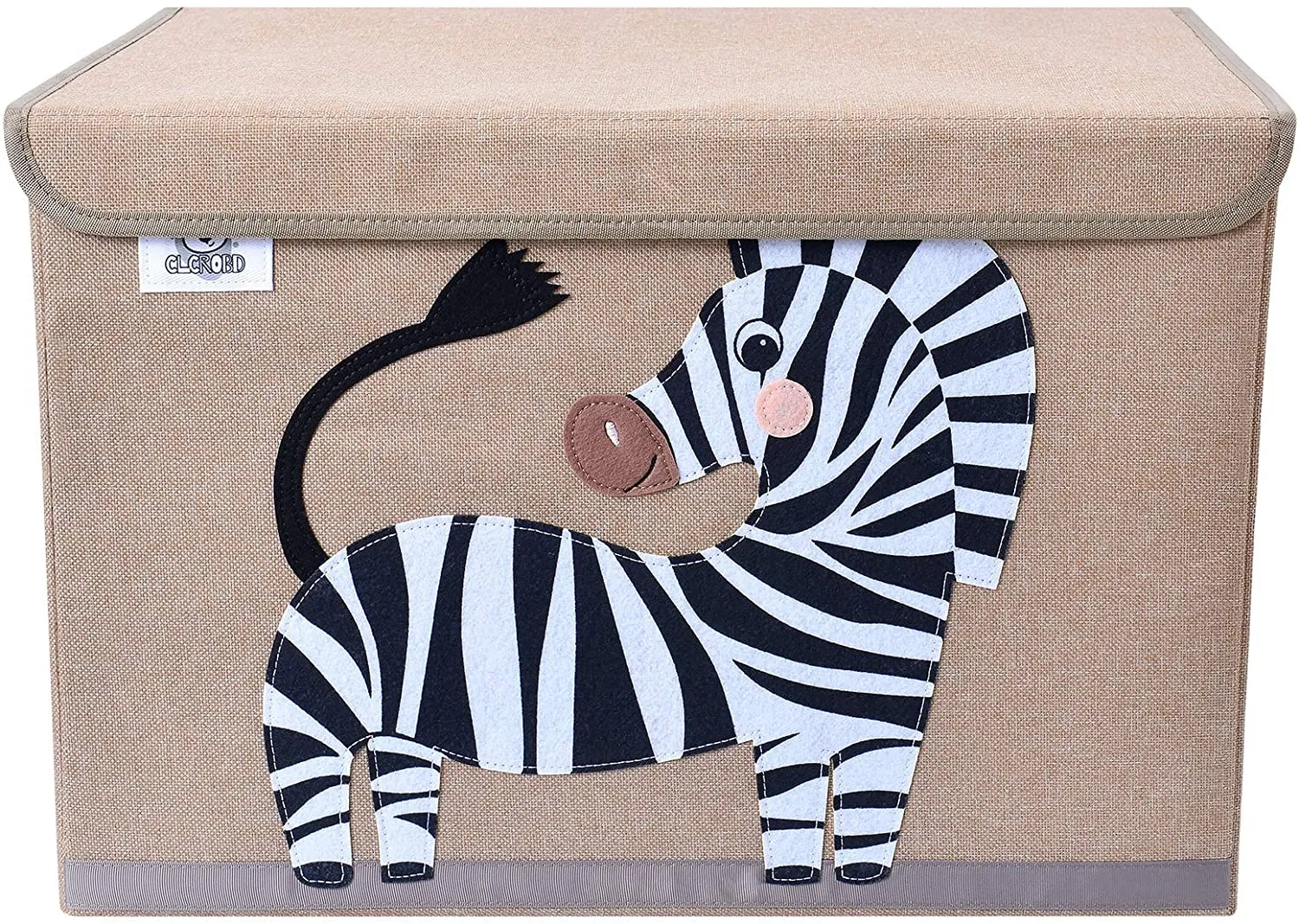 Large Collapsible Montessori Kids Toy Box with Flip Lid | Sturdy Canvas | 10 Animal Designs | 3D Applique
