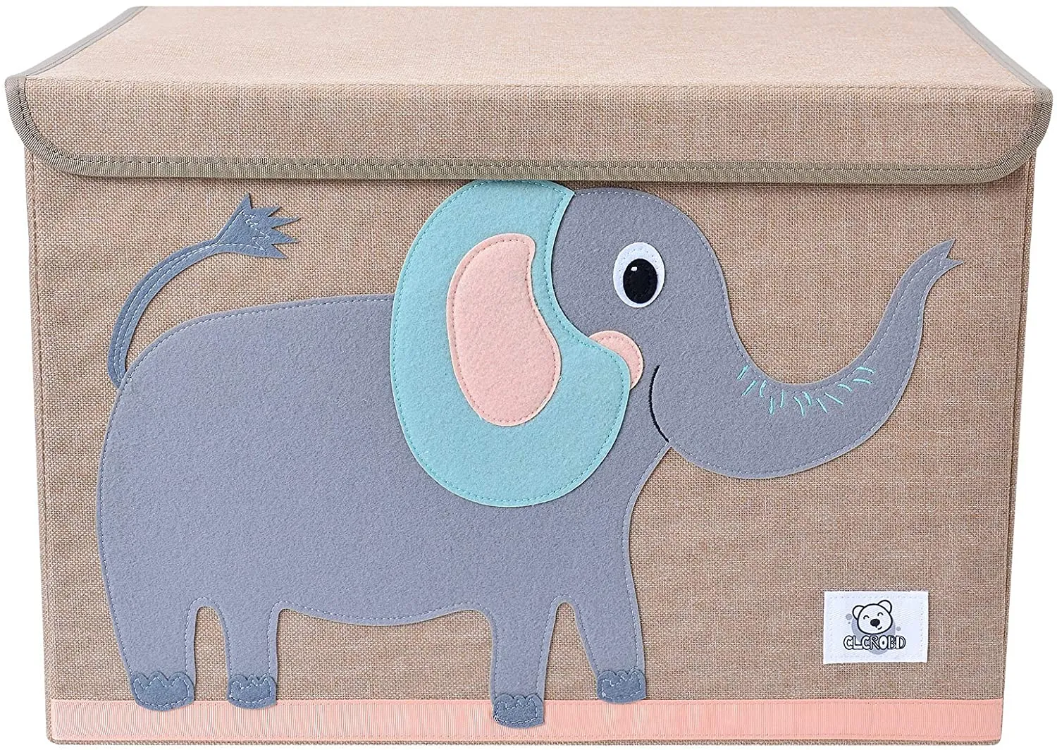 Large Collapsible Montessori Kids Toy Box with Flip Lid | Sturdy Canvas | 10 Animal Designs | 3D Applique