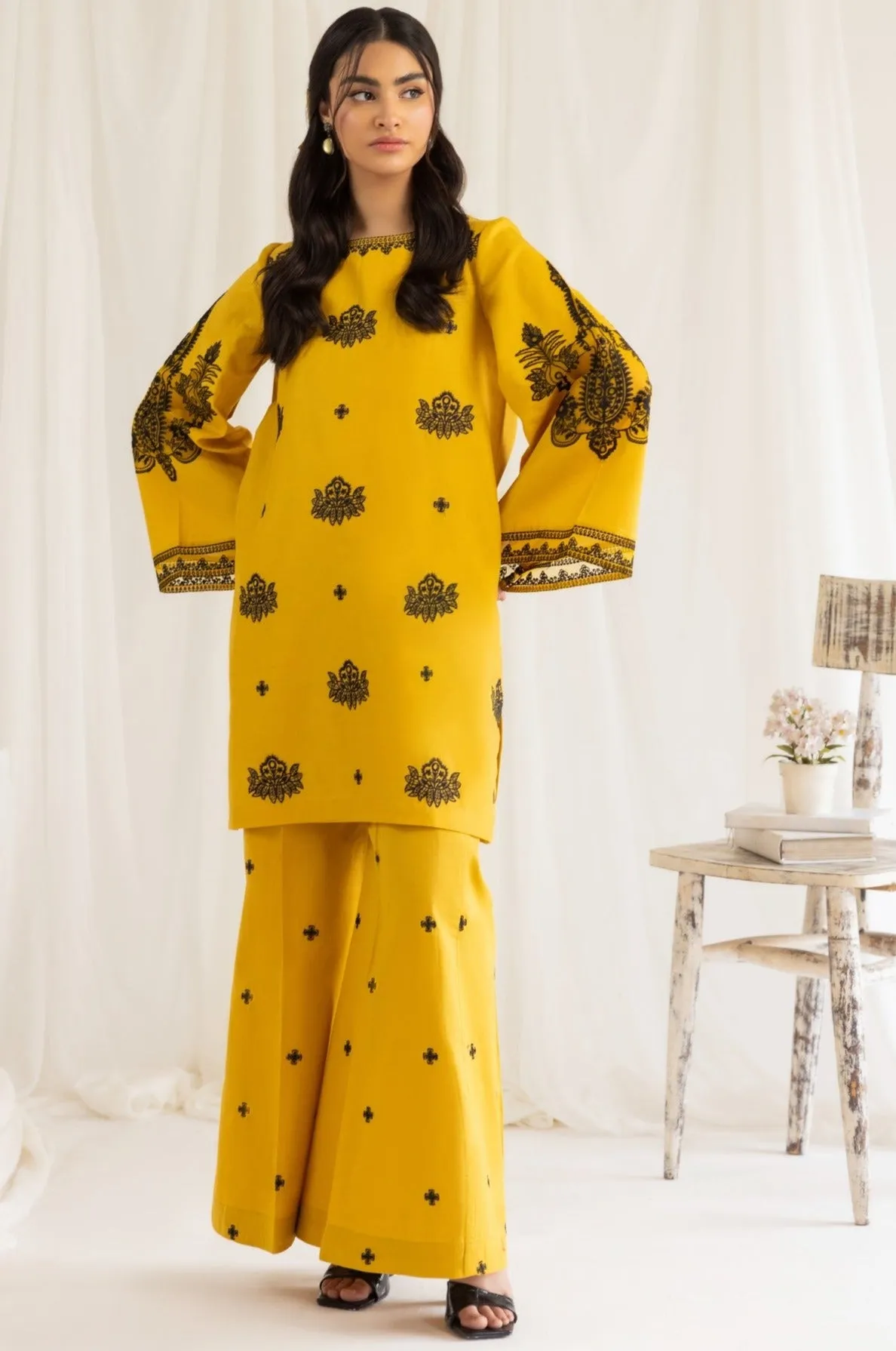 LEM-13 2PC EMBROIDERED LAWN STITCHED