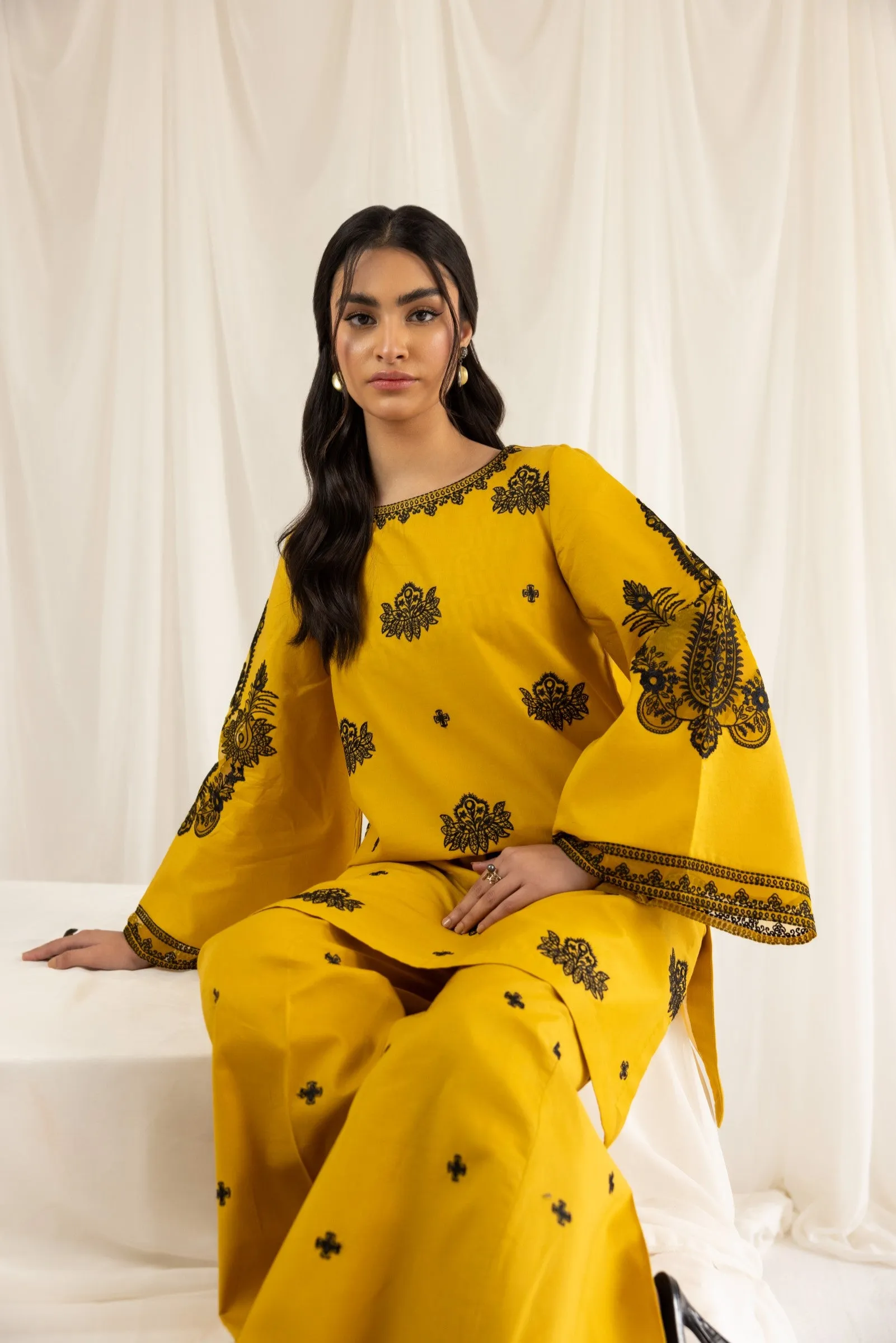 LEM-13 2PC EMBROIDERED LAWN STITCHED