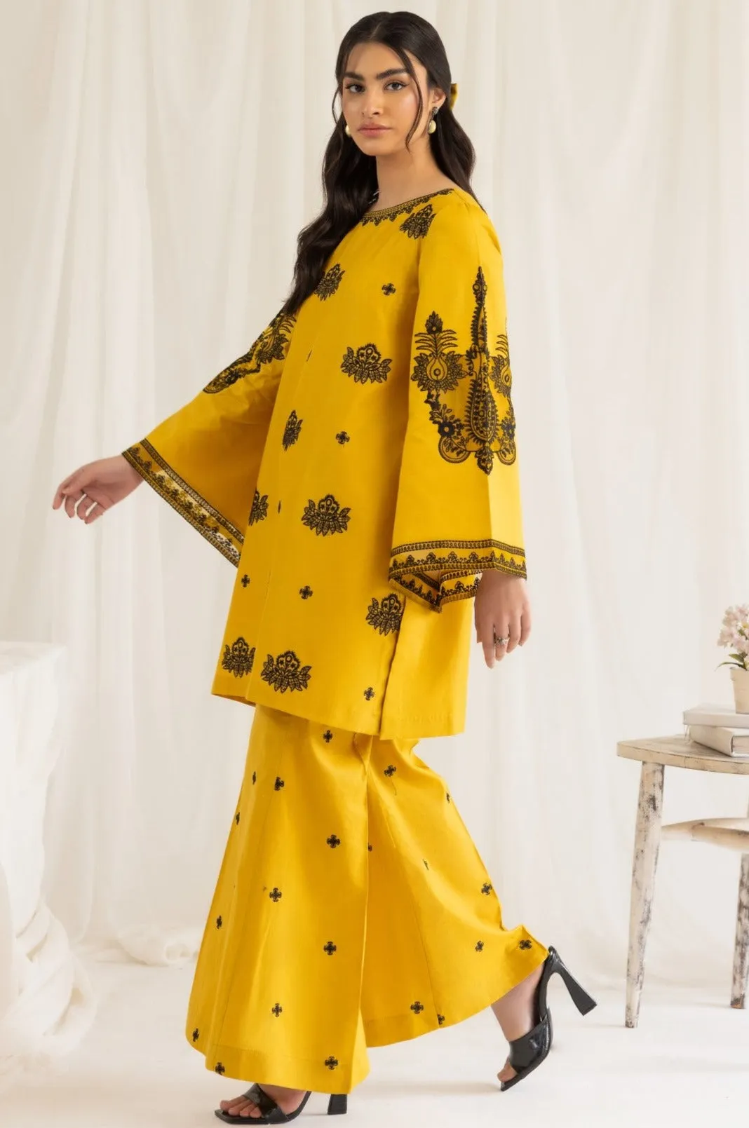 LEM-13 2PC EMBROIDERED LAWN STITCHED