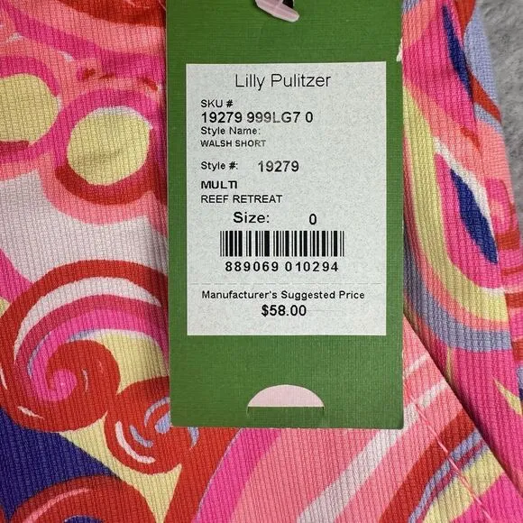 Lilly Pulitzer Callahan Shorts‎ Size 0 Reef Retreat Basic Multi Casual Beach NEW