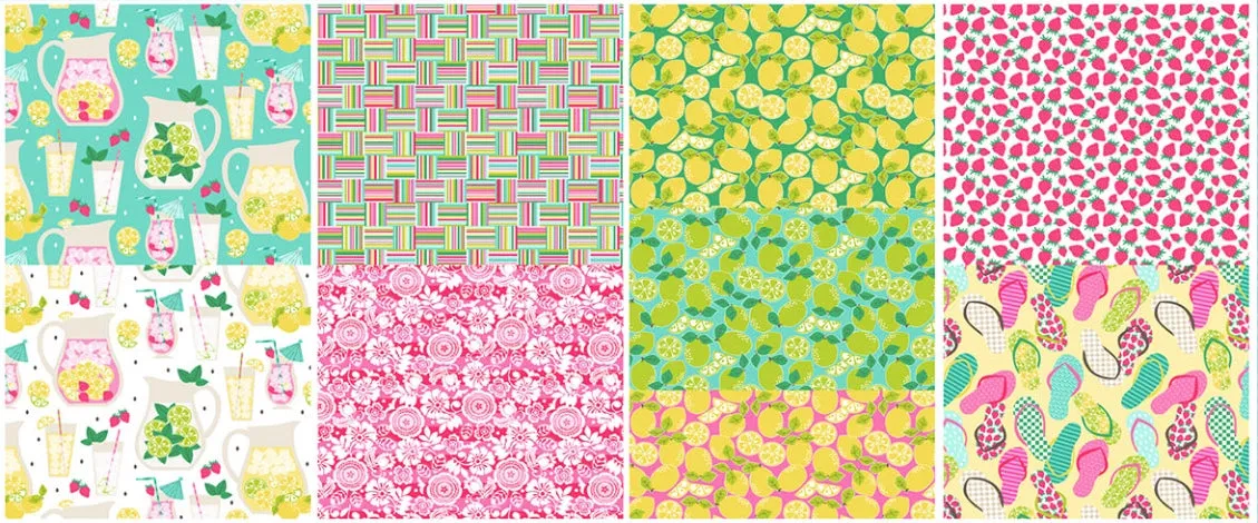 Limeade Blue Fabric, Pucker Up Collection by Maude Asbury For Blend Fabrics