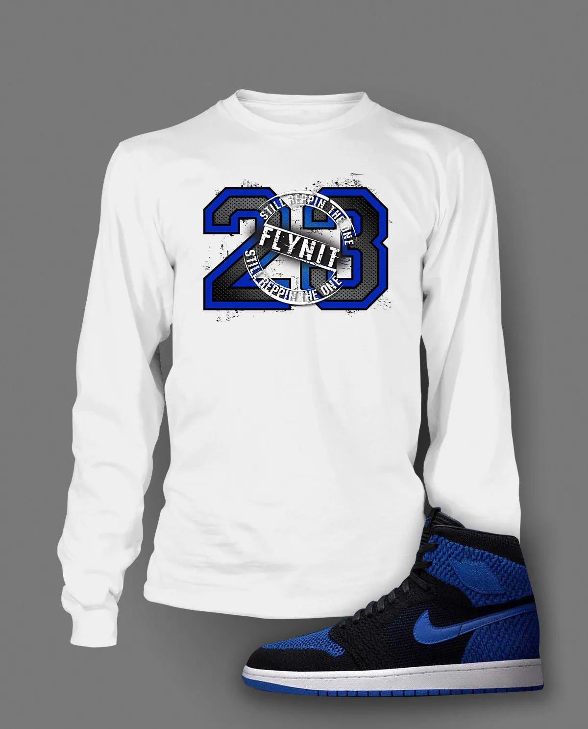 Long Sleeve Graphic 23 T-Shirt To Match Retro Air Jordan 1 Flynit Royal Shoe