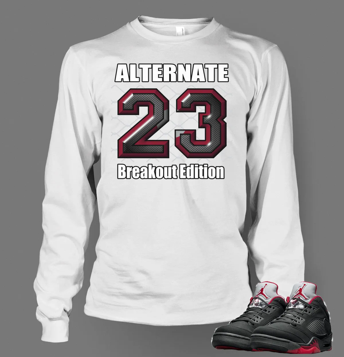 Long Sleeve Graphic Breakout T Shirt To Match Retro Air Jordan 5 Alternate Shoe