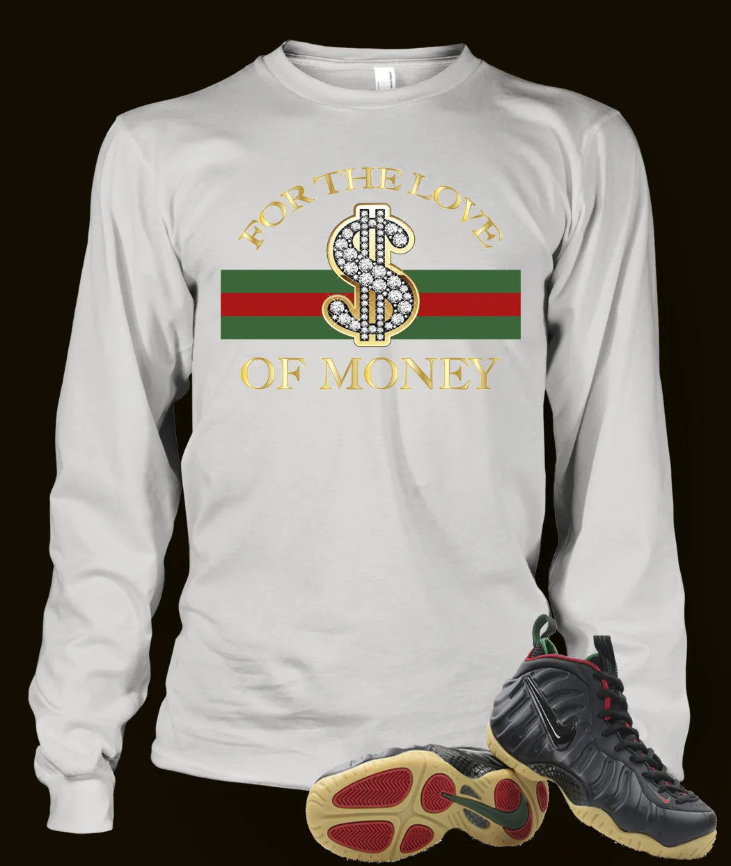 Long Sleeve Graphic T Shirt To Match Gucci Black Foamposite Shoe