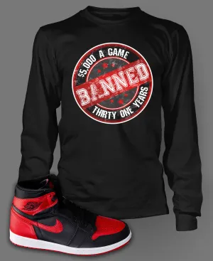 Long Sleeve Graphic T-Shirt To Match Retro Air Jordan 1 Banned Shoe