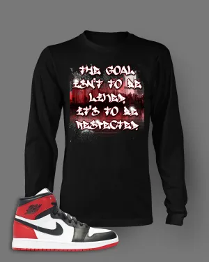Long Sleeve Graphic T Shirt To Match Retro Air Jordan 1 High Black Toe Shoe