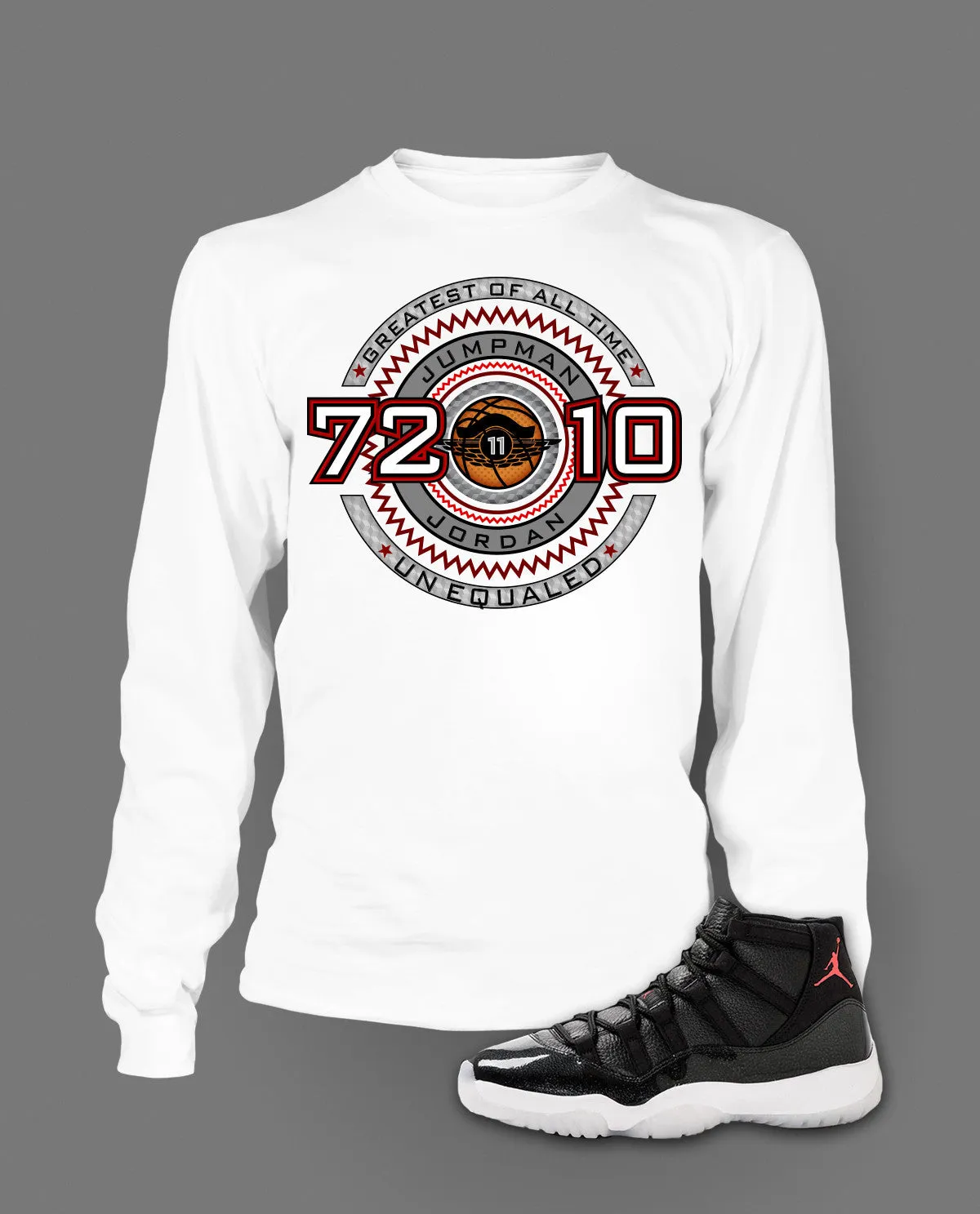 Long Sleeve Graphic T Shirt To Match Retro Air Jordan 11 72-10 Shoe