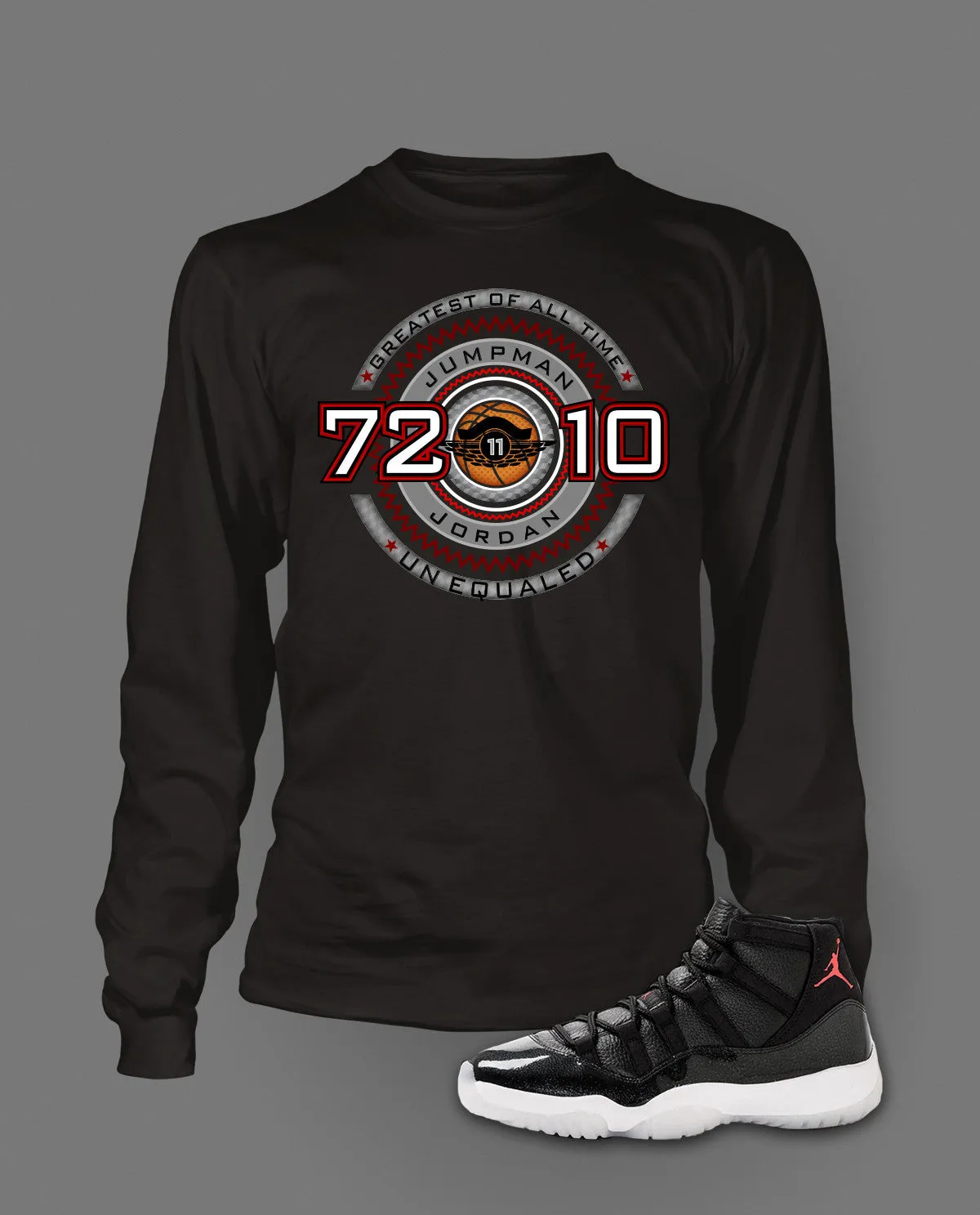 Long Sleeve Graphic T Shirt To Match Retro Air Jordan 11 72-10 Shoe