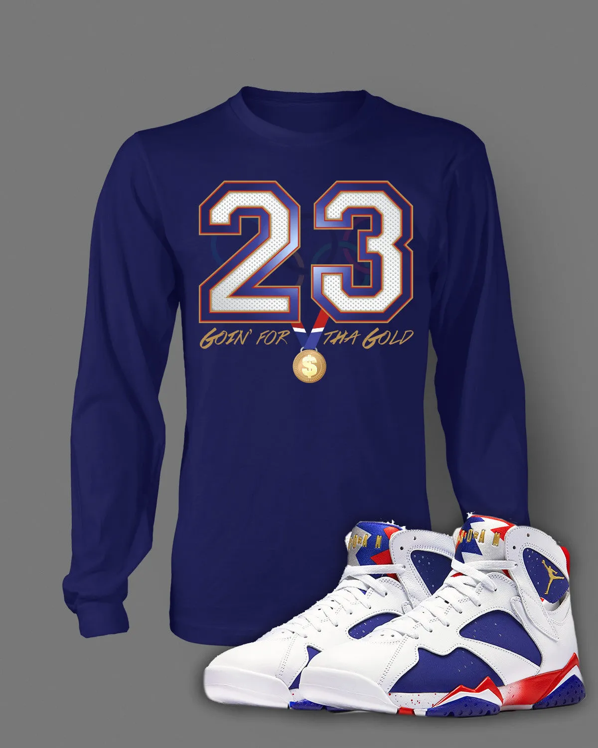 Long Sleeve Graphic T-Shirt To Match Retro Air Jordan 7 Olympic Shoe