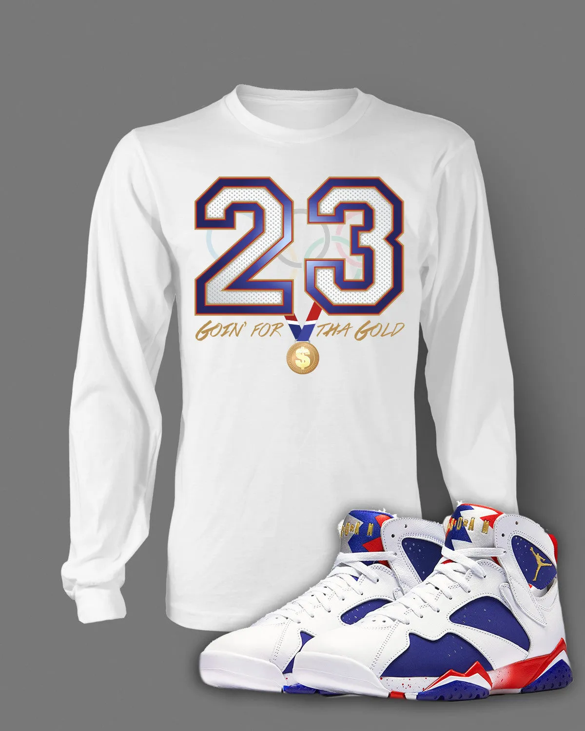 Long Sleeve Graphic T-Shirt To Match Retro Air Jordan 7 Olympic Shoe