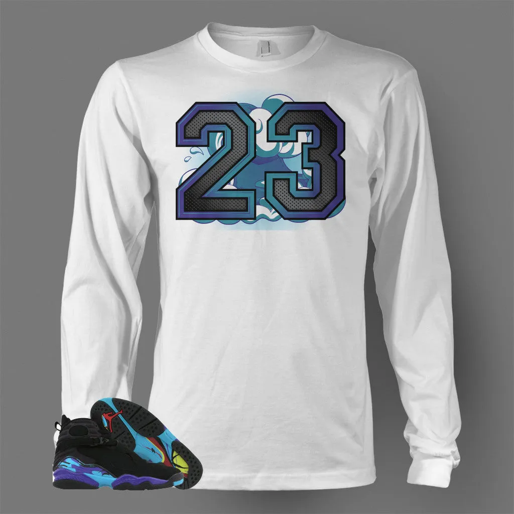 Long Sleeve T Shirt To Match Retro Air Jordan 8 Aqua Shoe