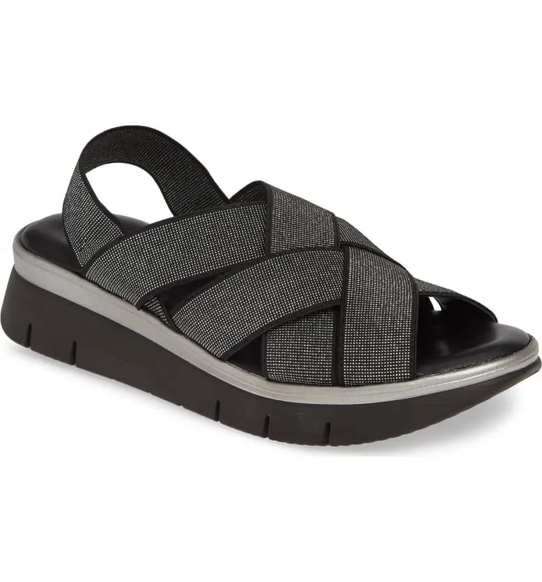 Lorybeth elastic & leather platform sandals