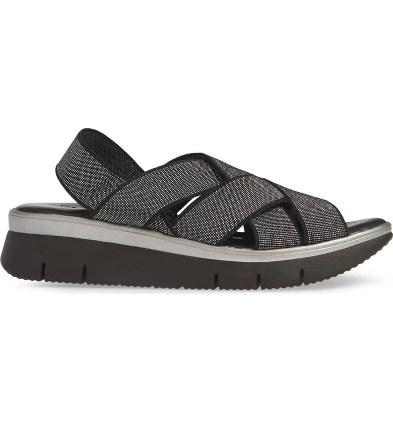 Lorybeth elastic & leather platform sandals