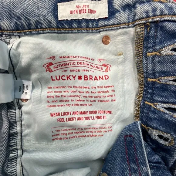 Lucky Brand Womens 90s Loose High Rise Crop Blue Jeans Retro Casual Denim 4/27