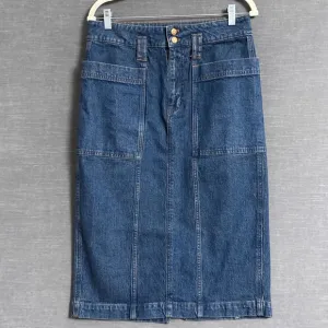 Madewell Skirt 29 Blue JEan Denim Midi Cowgirl Western Retro 70s 80s Casual