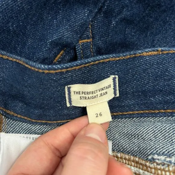 MADEWELL Straight Leg Jeans Womens Size 26 Perfect Vintage Greenhaven Seamed