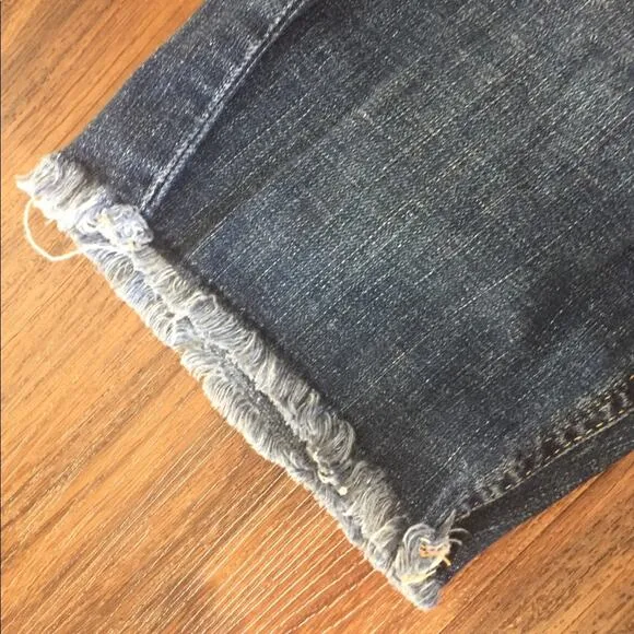 MARC JACOBS Blue Denim Bermuda Fringe Jean Shorts 26 Designer Casual SMALL MJ