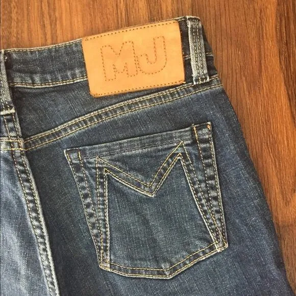 MARC JACOBS Blue Denim Bermuda Fringe Jean Shorts 26 Designer Casual SMALL MJ