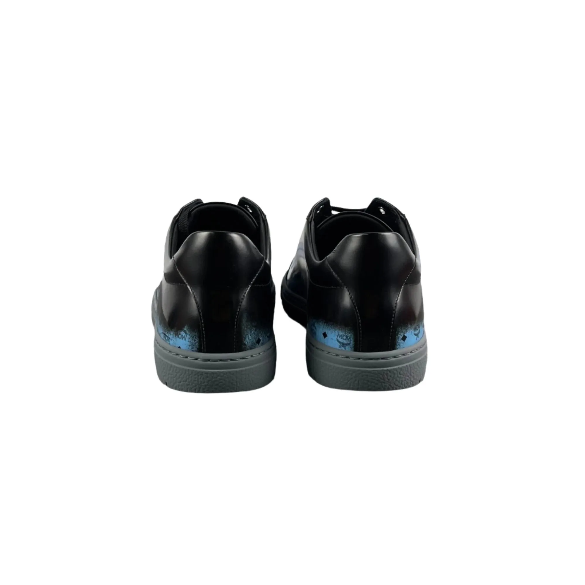 MCM Mens Terrain Gradient Black/Blue Leather Low Top Sneakers
